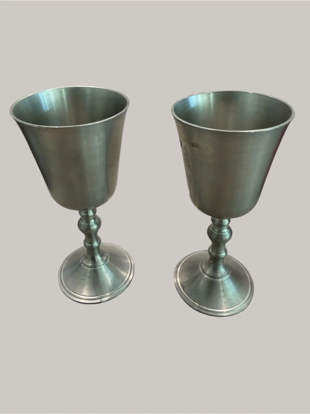 Set of two Vintage Pewter wine goblets
